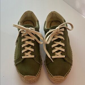 Soludos Green Canvas Sneakers with Beige Laces